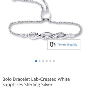 Kay Jewelers Sterling Silver Bolo Bracelet with White Sapphires